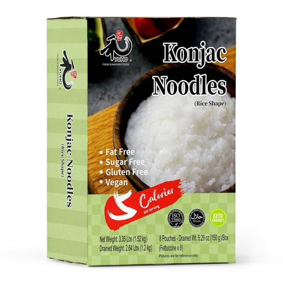 YUHO Shirataki Konjac Rice, 8 Pack, Vegan, Keto Friendly, 53.61 Oz
