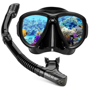 YUHX Diving Mask, Diving Goggles Snorkel Set for Adults and Youth,Panoramic View Anti-Fog Lens Anti-Leak Dry Top Snorkel Gear Goggle for Swimming Snorkeling Mask and Scuba Diving Mask