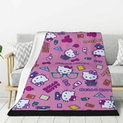 YUIKO Sanrio Hello Kitty Cartoon Printed Flannel Blanket Sofa Bedroom Bed Home Office Nap Blanket Car.Travel Picnic Kids Blankets Gift 80"X60"