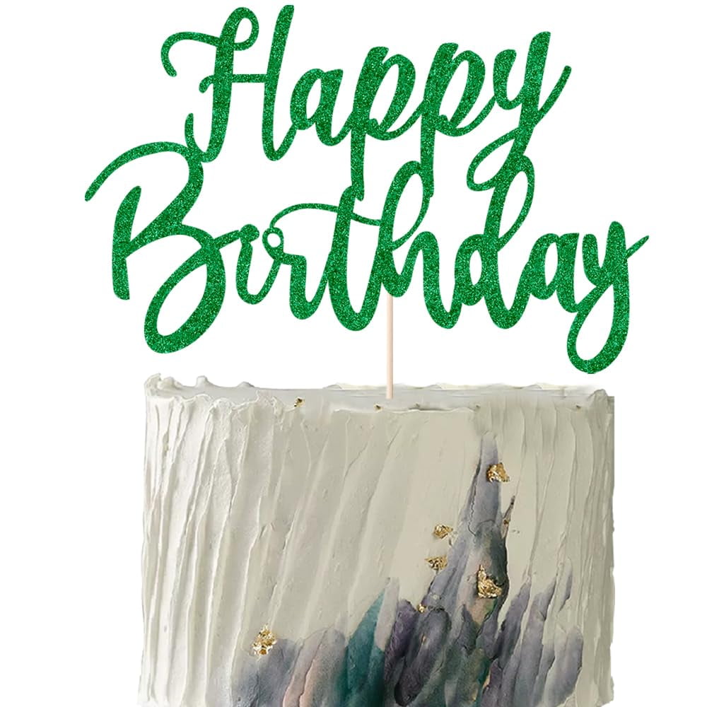 Glitter Happy Birthday Cake Topper - Silver Bunting Style Decoration For Cakes, Cupcakes & Party Desserts | Reusable Party Supplies
