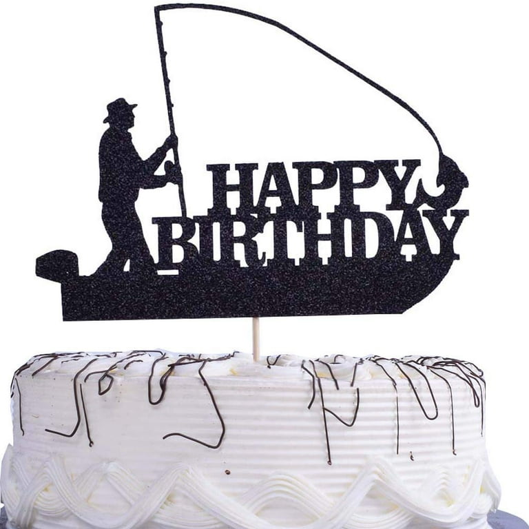 YUINYO Sea Fishing-Fishing Boats Birthday Cake Topper for Fisherman Theme  Man Boy Birthday Party Supplies-Gone Fishing Themed Birthday Party