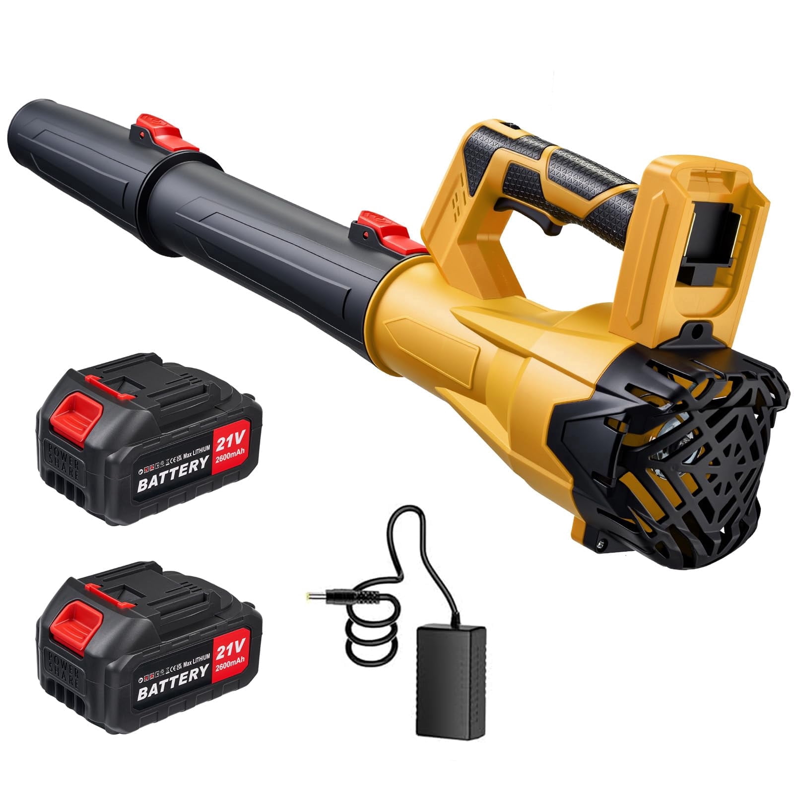 YUIRCHER 21V Cordless Leaf Blower, 200MPH Portable Battery Powered Handheld Blower for Outdoor Yard and Garden Debris Cleaning, Yellow