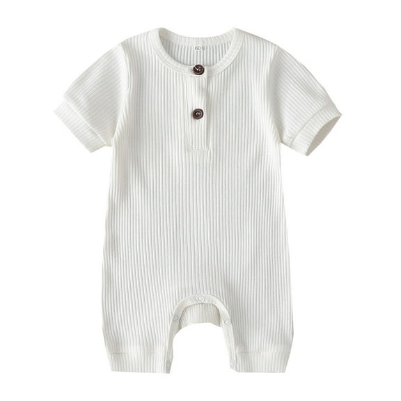 YUIVH Baby Cotton Bodysuits Baby Boys Girls Short Sleeve Solid Color Romper Jumpsuit Clothes Baby Cotton Bodysuits