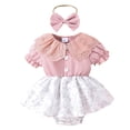 thumbnail image 1 of YUIVH Baby Girls Outfit Romper Jumpsuits Toddler Girls Short Sleeve Cartoon Solid Color Rompers Jumpsuits Baby Girl Floral Bodysuit Romper, 1 of 6