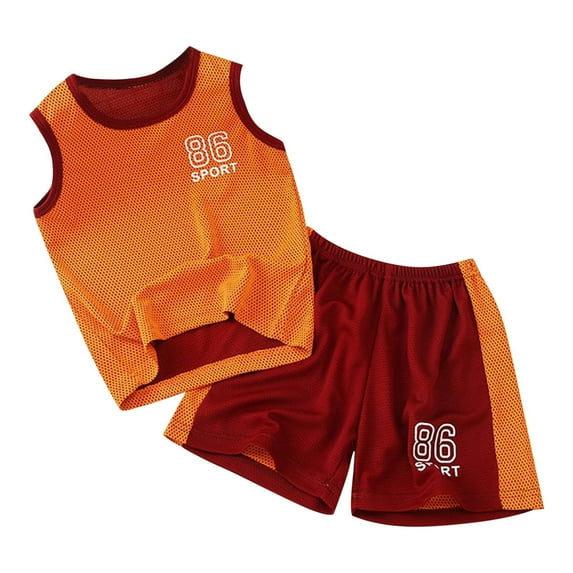 Youmylove Boy's Short Sleeve Suit Summer Quick Drying Sports Suit Basketball T Shirt + Shorts Football Suit 2 Piece T Shirt and Active Mesh Shorts Set