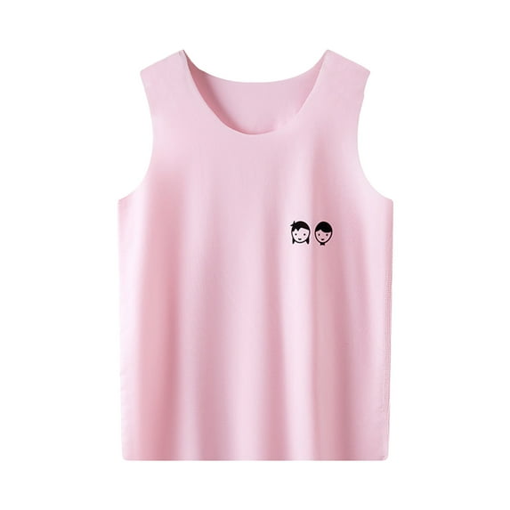 YUIVH Casual Graphic Crewneck Summer Top Toddler Boys Girls Sleeveless Vest Tops Solid Color Cool Casual Tops For Children Clothes Soft Comfort Summer Tees