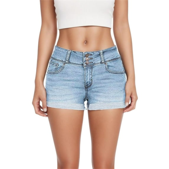 YUIVH Casual Shorts For Women Low Shorts Waisted Pants Mini Denim Solid Color Washed Jeans Short Jeans Women's Relaxed Fit Shorts