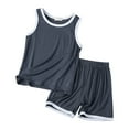 thumbnail image 1 of YUIVH Kid Toddler Boy Summer Clothes Shorts Set Children's Summer Vest Shorts Set Loose Thin Sleeveless Pajamas Round Neck Children's Home Wear Tracksuit 2 Piece Basketball Shorts Set, 1 of 4