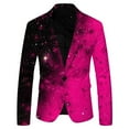 thumbnail image 1 of YUIVH Men's Casual One Button Suit Blazer Sequin Suit Top Printed Pocket Lapel Button Up Suit Style Blazer Sports Coat Wedding Tuxedo, 1 of 2