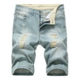 thumbnail image 1 of YUIVH Men's Relaxed Fit Flex Jeans Ripped Jean Short Trendy Retro Straight Fit Denim Shorts Trends Versatile Jean, 1 of 2