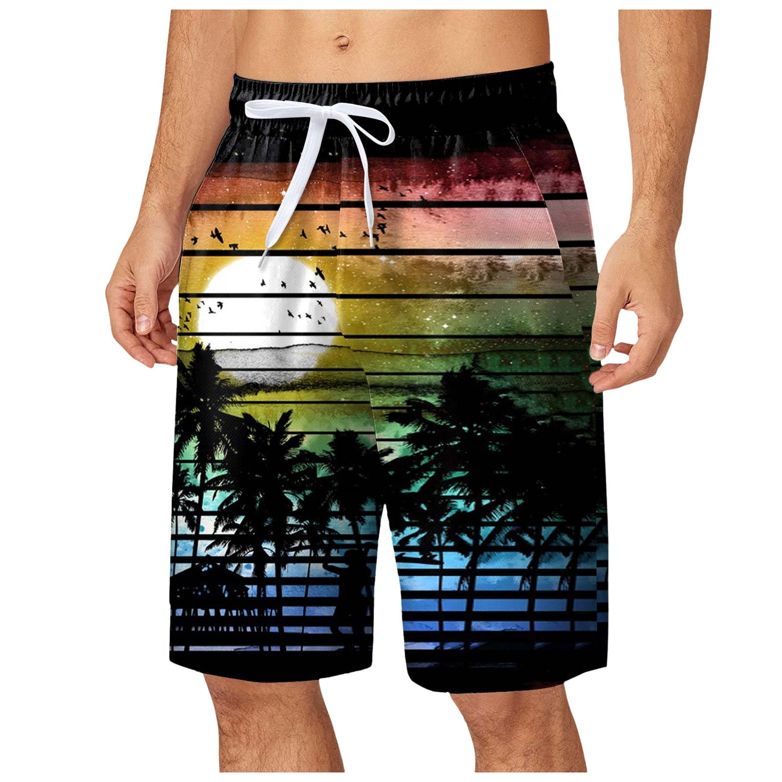 YUIVH Men's Shorts Casual Classic Fit Trousersswimming Shorts Elastic ...