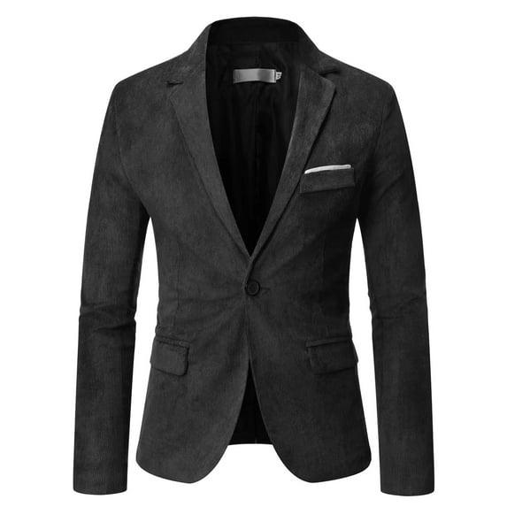 YUIVH Men's Suit Jacket One Button Slim Fit Casual Fashion Suit Solid Color Corduroy Business Gentleman Lapel Leisure Suit Business Wedding Party Jacket