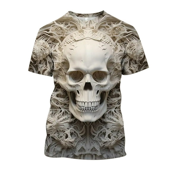 YUIVH Men's Summer Tops Versatile Daily Tees Street Cool Round Neck Short Sleeved T Shirt Fashion Short Sleeved T Shirt Casual Beach Tops