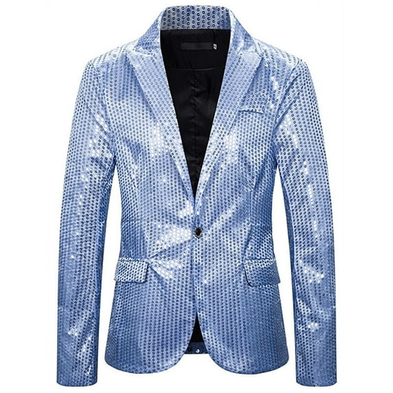 YUIVH Mens Blazers Slim Fit Business Casual Sequin Suit Party Stage Nightclub Shiny Cool Show Suit Jacket Top Show Sports Coat Business Suit Jackets
