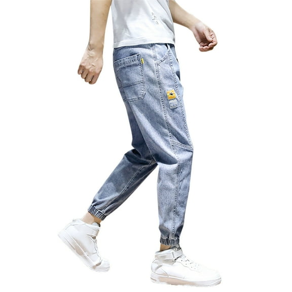 YUIVH Mens Casual Joggers Pants Casual Drawstring Elastic Waist Pencil Pants Streetwear Trousers Jeans Joggers