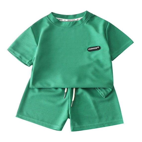 YUIVH New Children's Wear Summer Casual Set Baby Boy Clothes Loose Summer Short Sleeve Tshirt Tops+Shorts Two Piece Set Summer Outfits Tshirt Short Sets