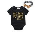 thumbnail image 1 of YUIVH New Cute Baby Floral Romper Baby Girls Boys Letter Print Spring Short Sleeve Romper Bodysuit Headbands Clothes Summer Jumpsuits Short Sleeve Romper, 1 of 1