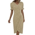thumbnail image 1 of YUIVH Summer Dresses For Beach Floral Sundress Womens Button V Neck Bubble Sleeve Irregular Hem Dress Daily Commuting Versatile Casual Pockets Boho Tank Dress, 1 of 5
