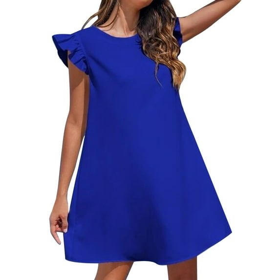 YUIVH Summer Dresses For 2024 Womens Casual Fashion Stylish Sweet Solid Color Dress Casual Sundress Tiered Casual Flowy Long Maxi Dress