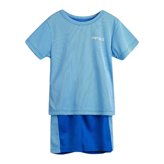 Youmylove Toddler Boys Girls Short Sleeve Fashion Patchwork Color Breathable Mesh Cool Tops Shorts 2PCS Sports Outfits Clothes Set Daily Casual Child Clothes Set