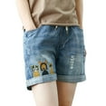 thumbnail image 1 of YUIVH Wide Leg Jeans For Women Trendy Shorts Summer Ethnic Style Embroidery Sloping Thin Loose Old Waist Denim Shorts Stretchy Trendy Jeans for Women 2024, 1 of 3