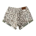 thumbnail image 1 of YUIVH Women Casual High Waisted Denim Shorts Trendy Camo Leopard Distressed Denim Shorts Rolled Hem A-Line Wide Leg Hot Pants Holiday Versatile Summer Shorts, 1 of 8