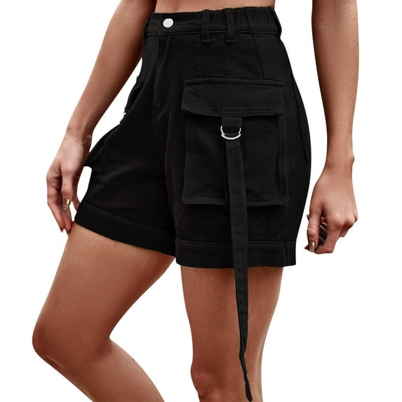 YUIVH Women Mid Rise Ripped Stretchy Jeans Shorts Summer Casual Shorts Mid Waist Short Fashion Streetwear Workwear Denim Short Pants Women's Ripped Denim Jean Shorts