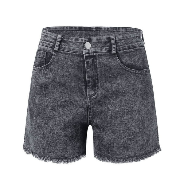 YUIVH Women's Denim Shorts Trendy Summer Wash Female Jeans Shorts Pockets Short Denim Denim Jeans Hot Denim Shorts for Women