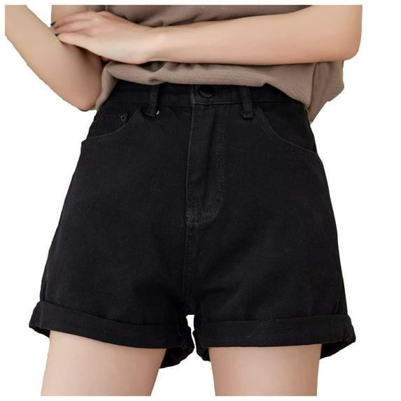 YUIVH Women's Relaxed Fit Shorts Loose Denim Shorts Summer Sexy Pants Hem Short Thin Stretch Shorts Summer Versatile Denim Shorts