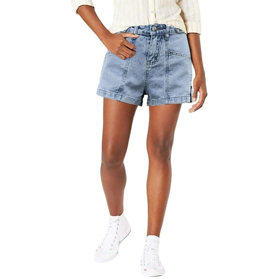 YUIVH Women's Relaxed Fit Shorts Loose High Waisted Side Zip Straight Leg Casual Denim Shorts Adjustable High Waist Shorts Women's Relaxed Fit Shorts