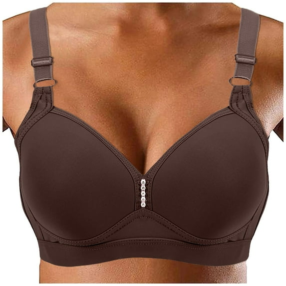 Youmylove Women's Seamless Comfortable Sports Bra Large Size Thin Wireless Cotton Bra Side Reduction Boneless Cotton Seamless Underwear For Women Comfort Full-Coverage T-Shirt Bra