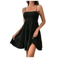 thumbnail image 1 of YUIVH Womens Casual Loose Bohemian Floral Dress Ruffle Hem Short Dress Sleeveless Summer Mini Sexy Dress Solid Color Short Dresses Casual Pockets Boho Tank Dress, 1 of 5