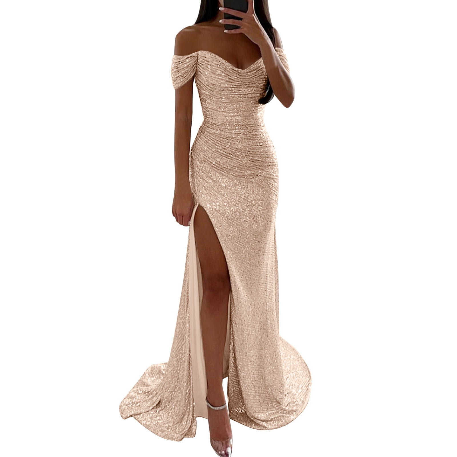 slim fit dress slacks Rose Gold Greek Goddess Maxi Dress for Women - Elegant Style main image 1