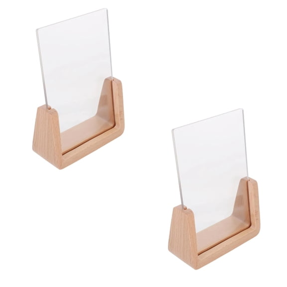 YUJIEGU 2 Pack Rustic Beech Wood 4x6 Picture Frame U Shaped Double Sided Acrylic Tabletop Display Stand