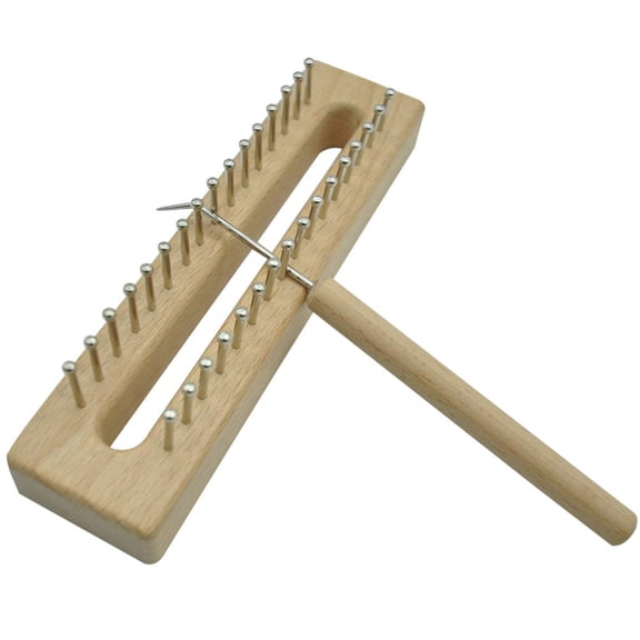 YUJIEGU Rectangular Wooden Knitting Loom Board With Crochet Hook For Scarf Sock Glove Hat Making Natural Wood 1 Pack