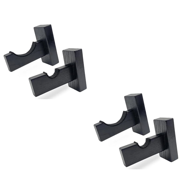 YUJIEGU Solid Ash Wood Baseball Bat Display Wall Mount Bat Holder Hanger With Soft Protective Liner For Bat Storage Black Set Of 4