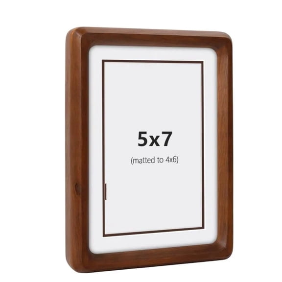 YUJIEGU Solid Mahogany Wood 5x7 Picture Frame Rounded Corner HD Tempered Glass Wall Tabletop Gallery Decor