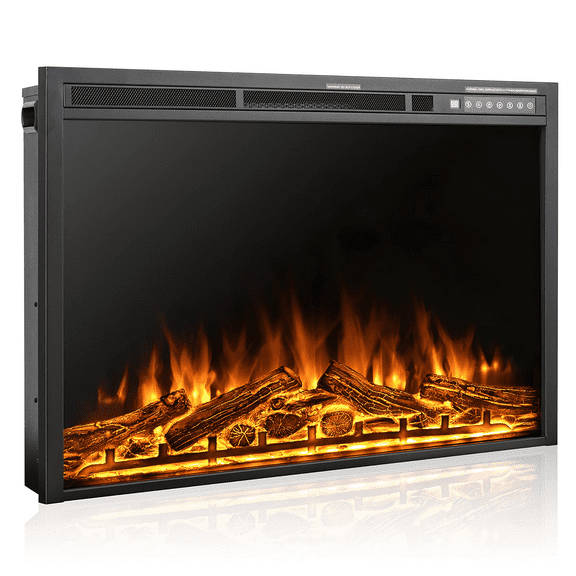 YUKOOL 34" Fireless Electric Fireplace, Semi Flush Mount, Remote