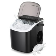 YUKOOL Desktop Ice Maker,Portable,9pcs/6-13min,26lbs/24H,Self Cleaning,With Ice Scoop,Black