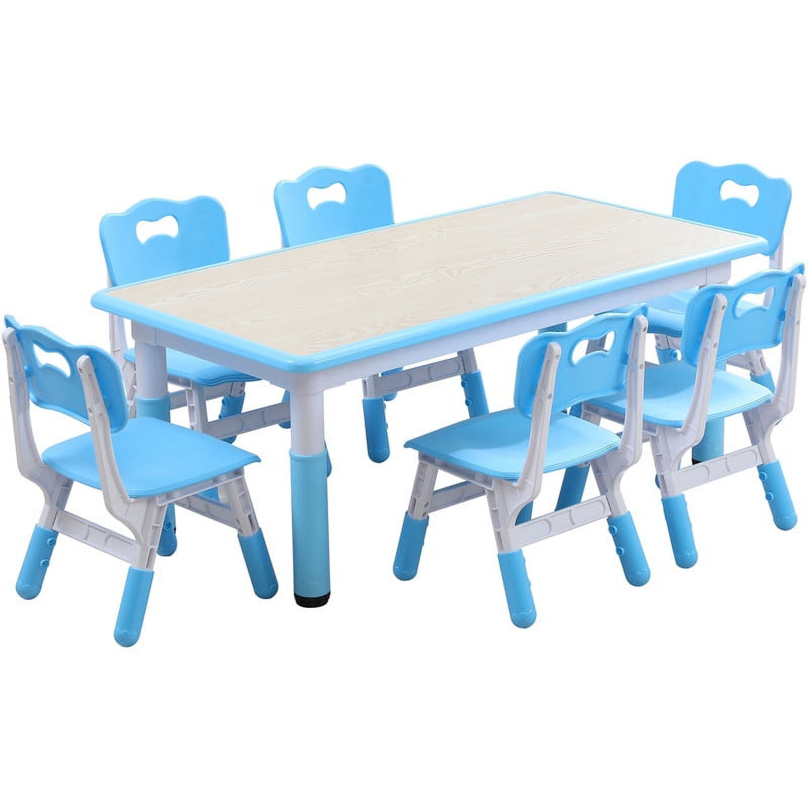 YUKOOL Kids Table and 6 Chair Set - Multi-Functional, Adjustable Height ...