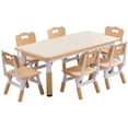 thumbnail image 1 of YUKOOL Kids Table and 6 Chair Set - Multi-Functional, Adjustable Height, Ergonomic Design, HDPE Material,Brown, 1 of 5