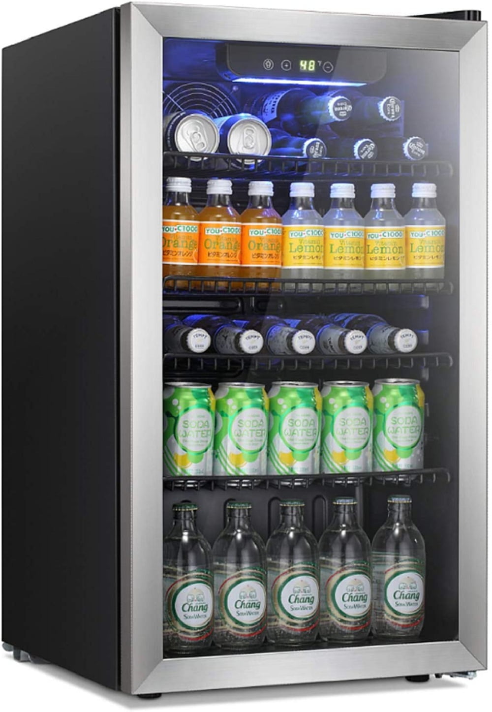 YUKOOL W5899SSH Drink Dispenser Beverage Refrigerator with Glass Door, Silver, 3.2 ft