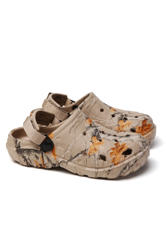 Men’s Camo Clogs Waterproof Slip Resistant Work Shoes Lightweight Breathable Garden Shoes with Adjustable Strap Outdoor Beach Sandals Big Size 4.5-13