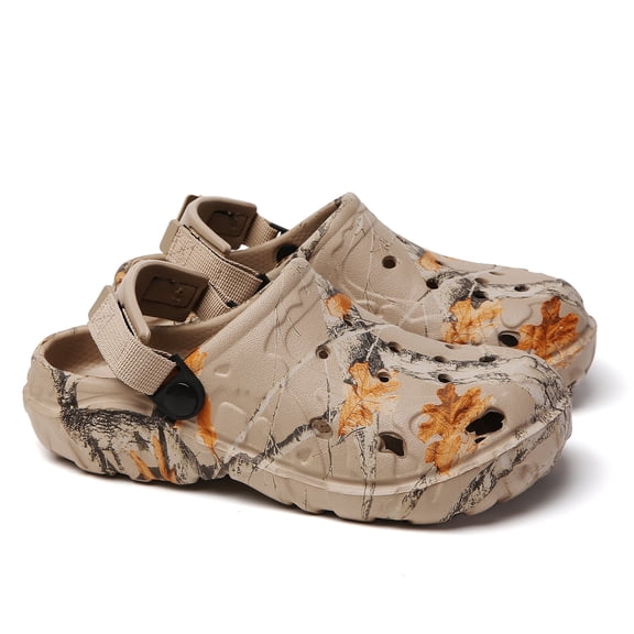 YUKTOPA Men’s Camo Clogs Waterproof Slip Resistant Work Shoes Lightweight Breathable Garden Shoes with Adjustable Strap Outdoor Beach Sandals Big Size 4.5-13