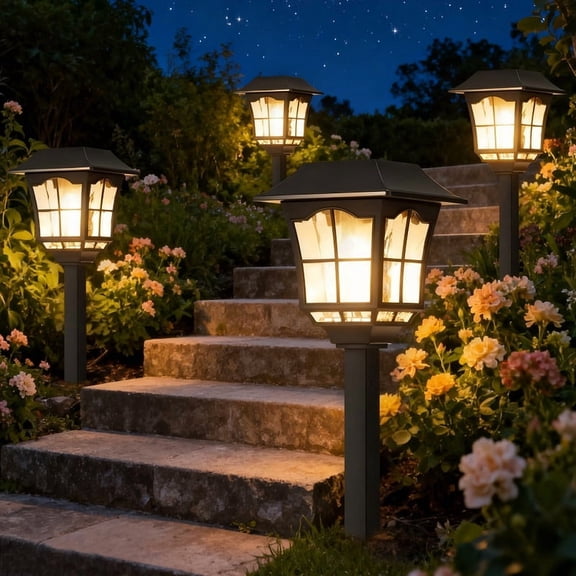 YULINKCO Solar Landscape Lights 8 Pack Waterproof Outdoor Pathway Light 3000K Warm White LED Solar Lawn Light Decor for Garden Patio Yard Driveway