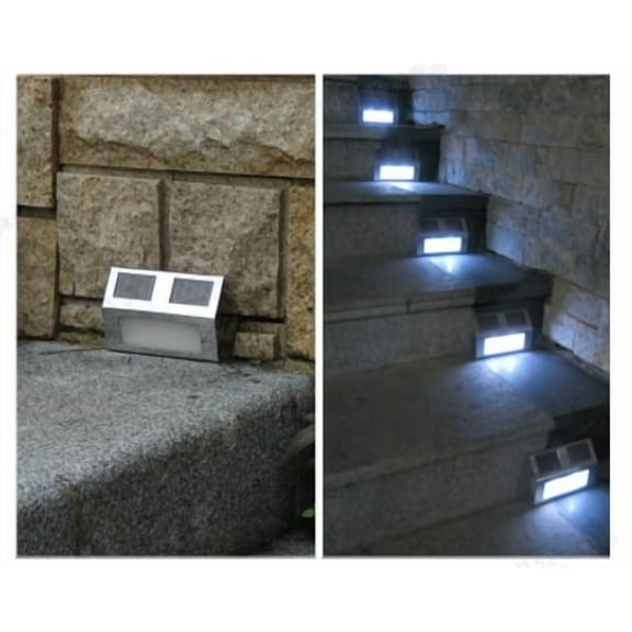 YULINKCO Solar Outdoor LED Step Lights, Waterproof Wall Mounted, Pack of 4, White