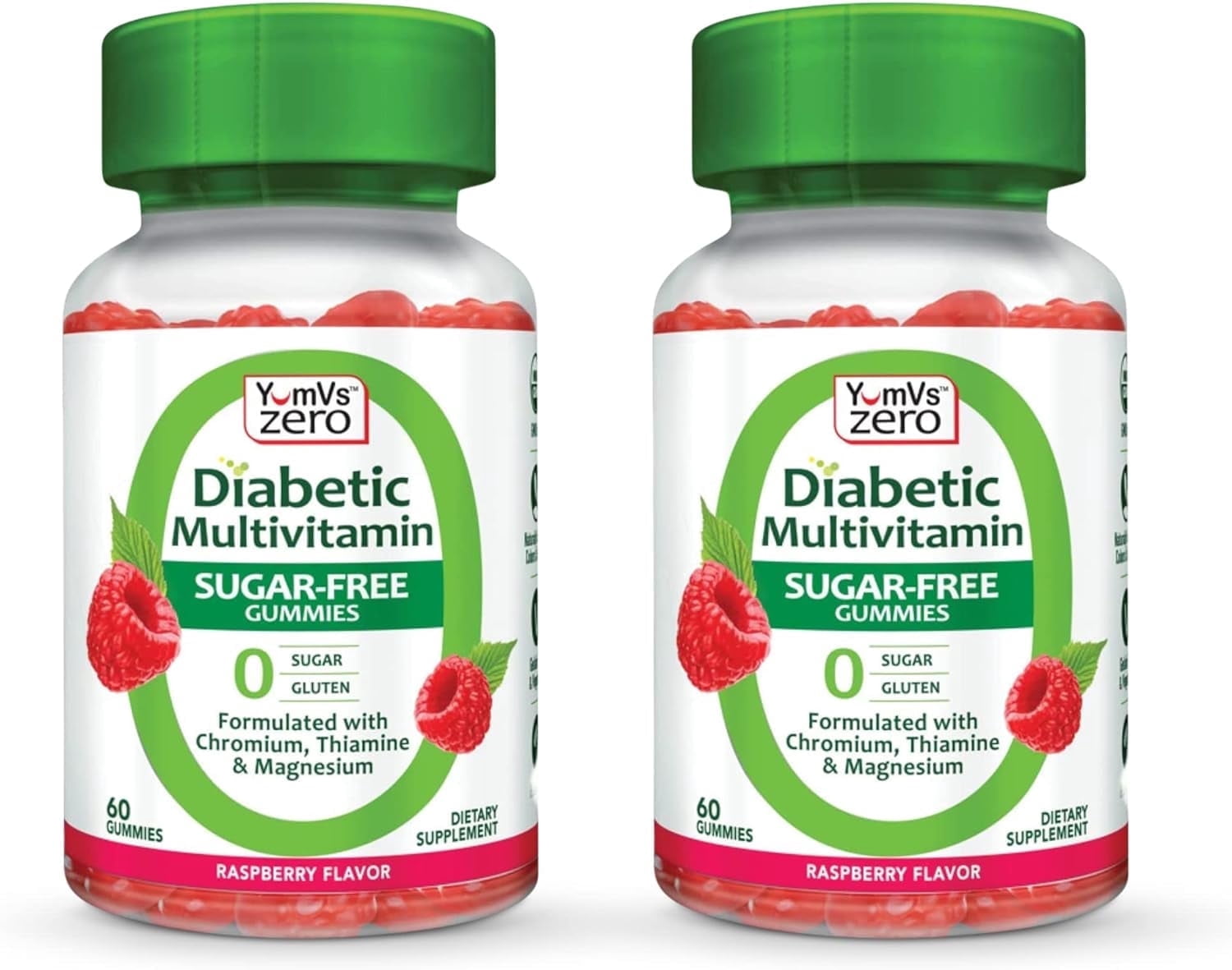 YUM-V'S Sugar-Free & Chewable Multivitamin Gummies with Natural Raspberry Flavor, 60 Count