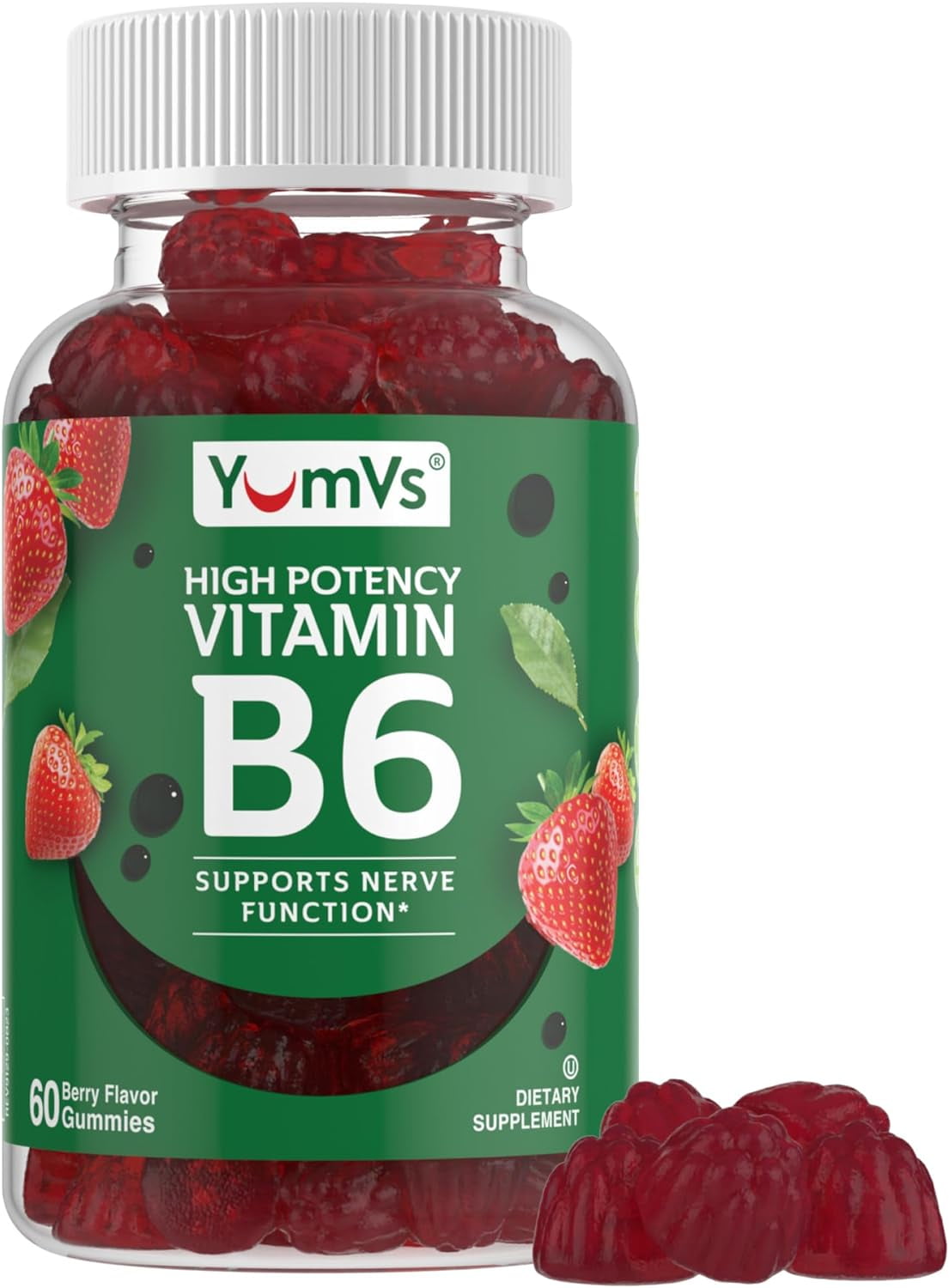 YUMV'S Vitamin B6 Gummies 100mg Strawberry Flavor Health Supplement