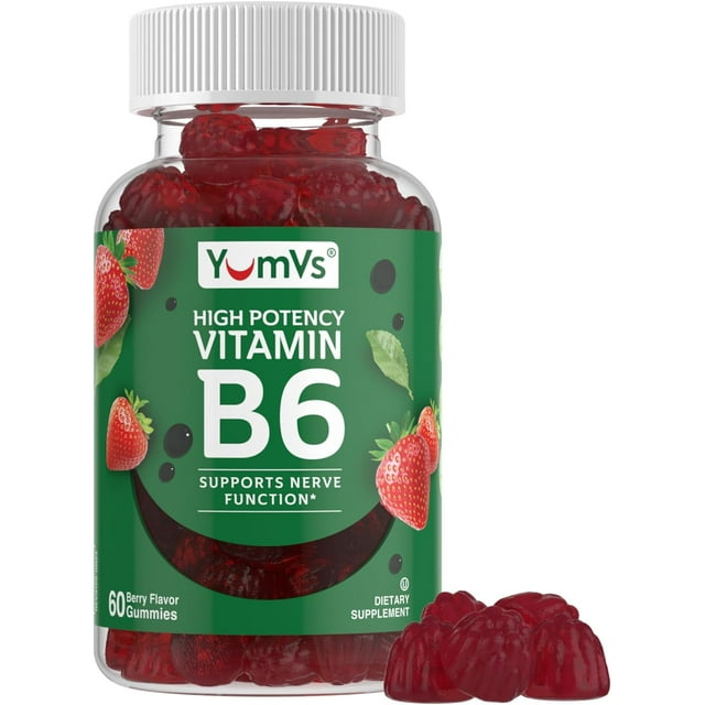 YUMV'S Vitamin B6 Gummies 100mg Strawberry Flavor Health Supplement for Nerve & Immune Function
