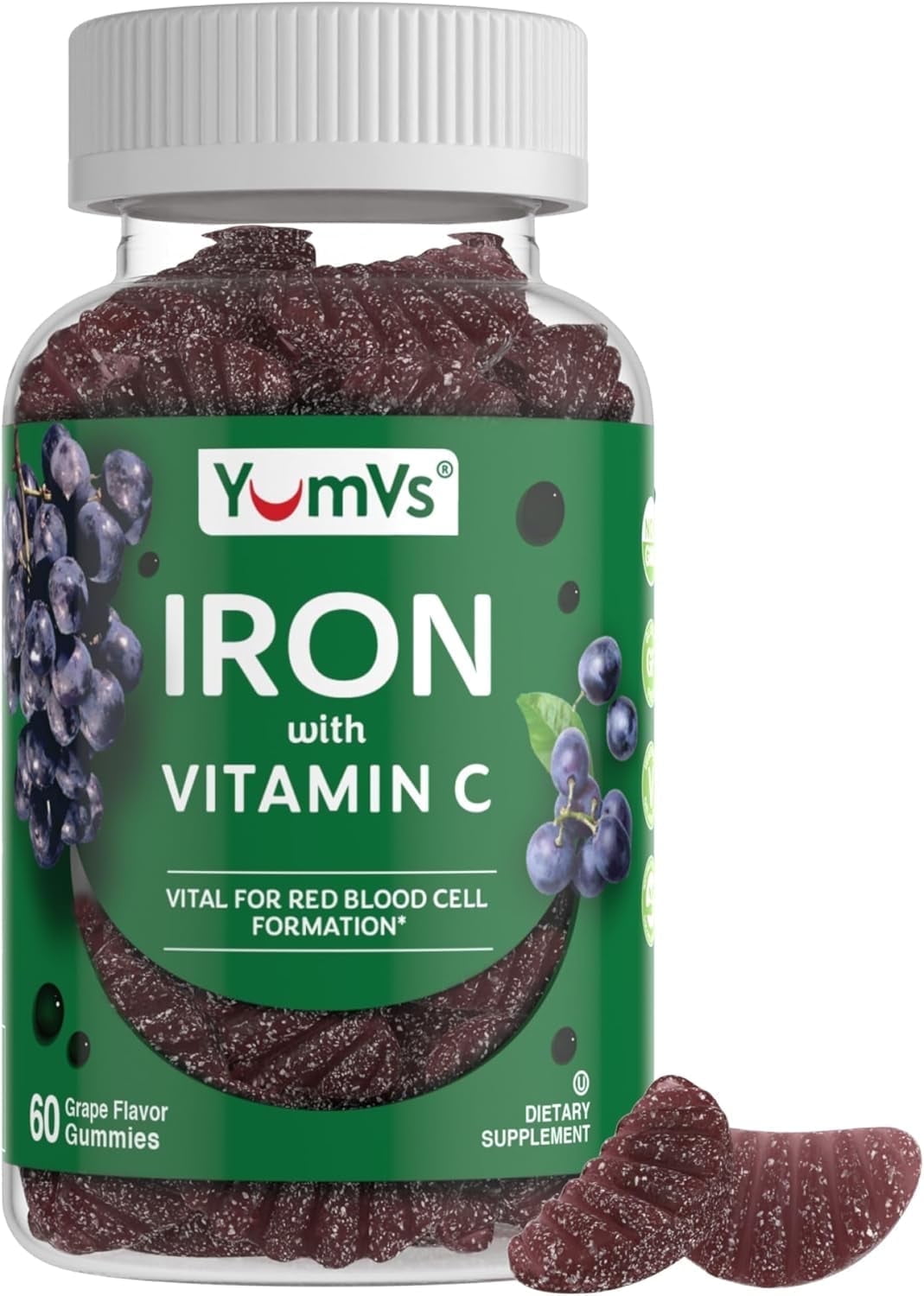 Yum V's Complete Iron with Vitamin C Chewable Supplement for Adults, 60 ...